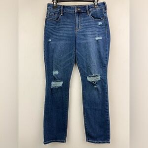 Old Navy size 6 Shirt Women’s Blue Distressed Denim Power Slim Straight Jeans
